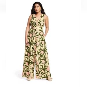 Agua Bendita x Target Halter  Floral Jumpsuit Yellow/Pink Size XXL spring easter
